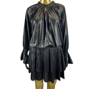 Fab’rik Black Pullover Tiered Dress - Elastic Smocked Waistband Sz Small